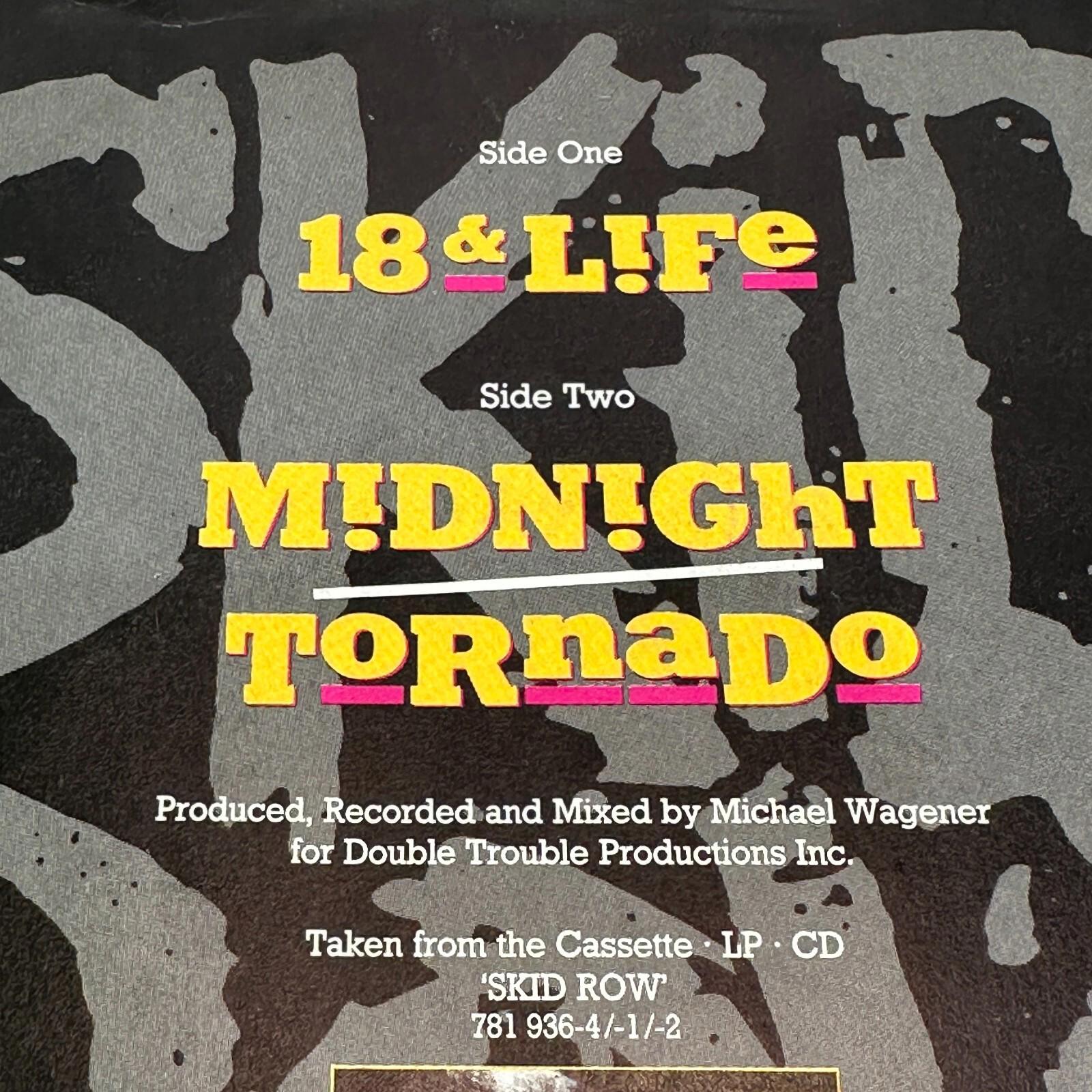 Skid Row - 18 & Life / Midnight Tornado 7" Vinyl Single Record Ex/Ex