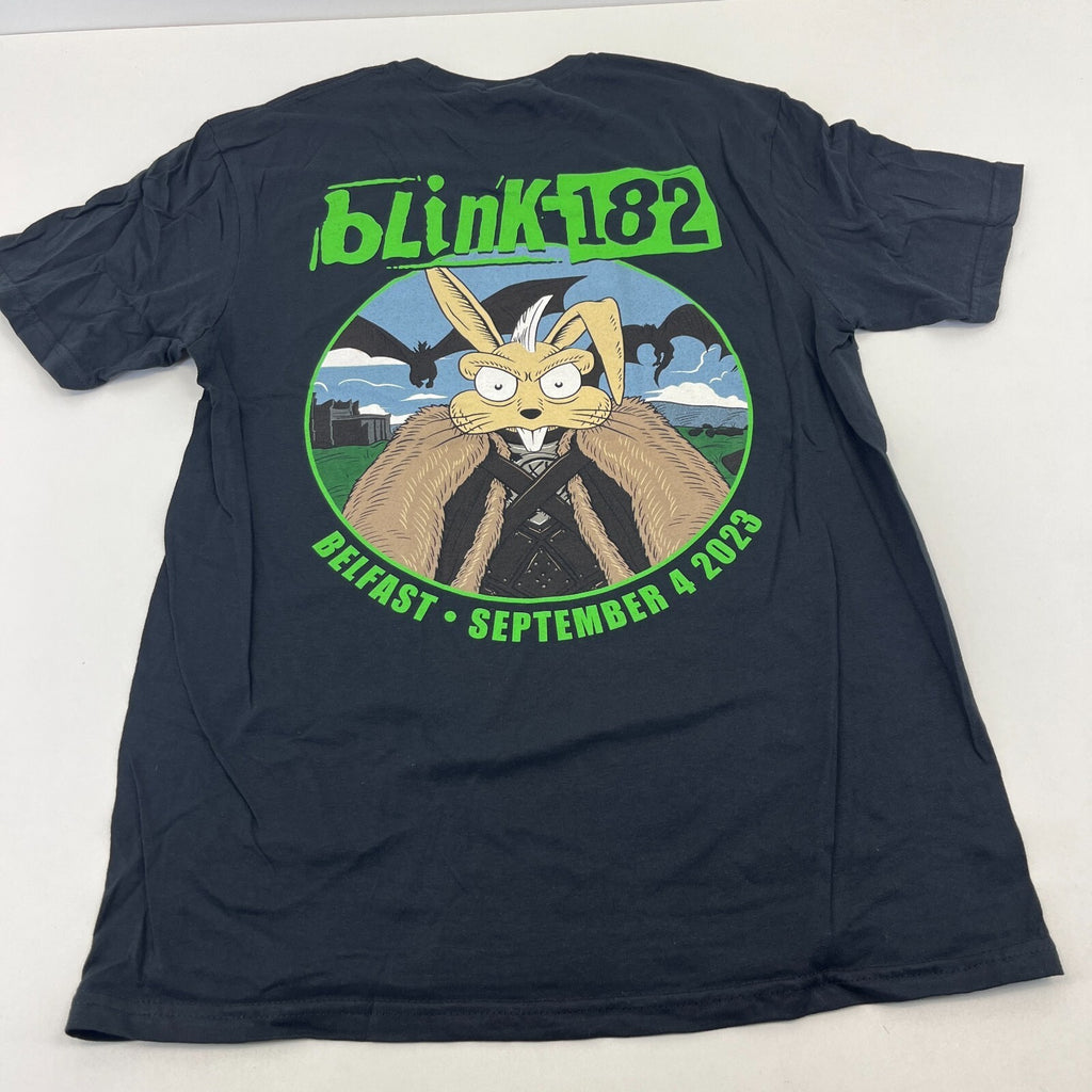 Blink 182 Belfast 2023 Tour T Shirt - Black & Green size Medium - NWOT