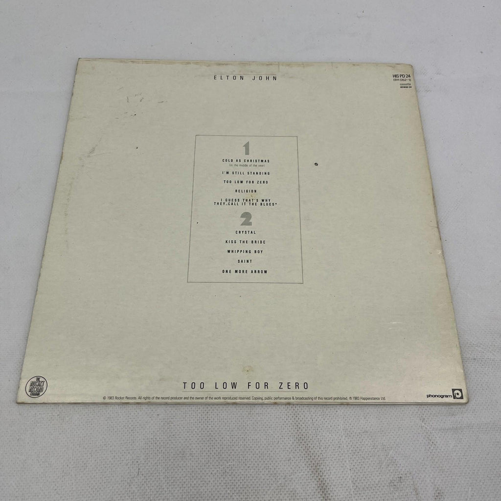 Elton John Too Low For Zero LP 12" Vinyl UK The Rocket Record Company 1983