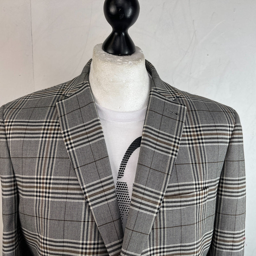 Next Tailoring Men's Grey Check Suit 44L Dark Grey W36 L31 Trousers Skinny Fit