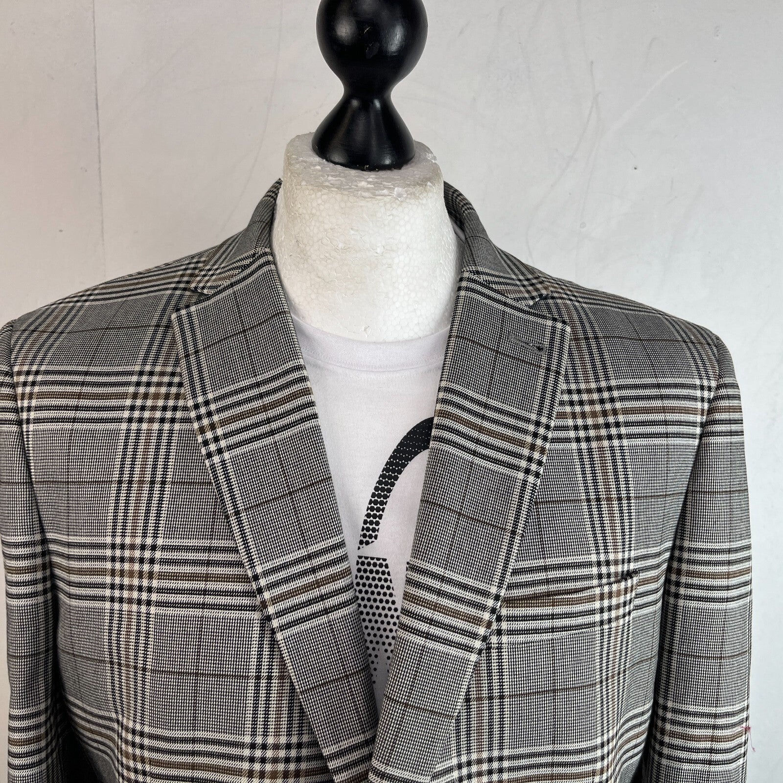 Next Tailoring Men's Grey Check Suit 44L Dark Grey W36 L31 Trousers Skinny Fit