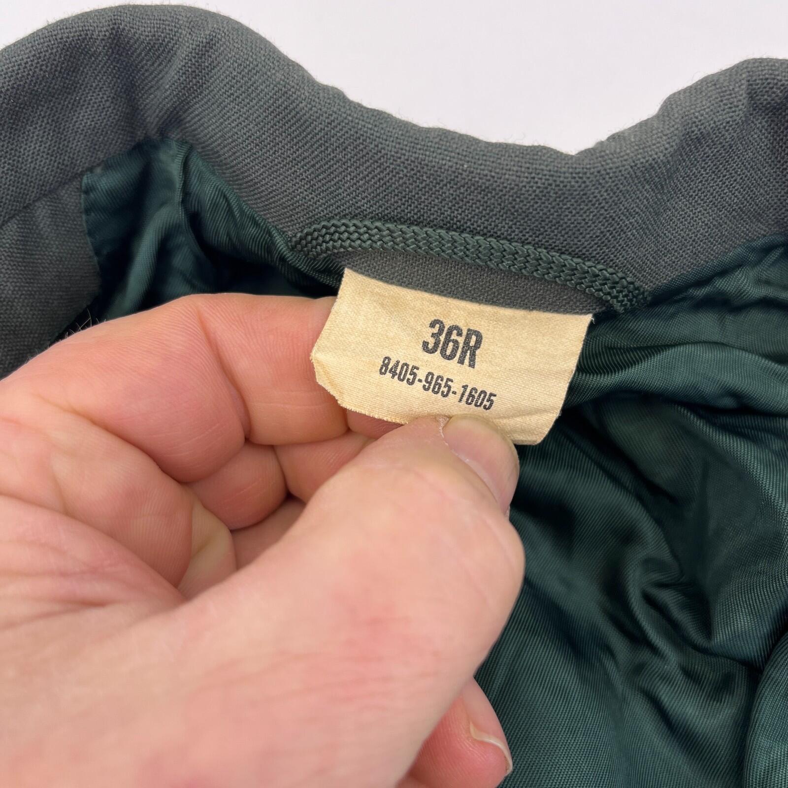 US Army Military Issued AG44 Uniform Jacket Blazer Green with Badges size 36R