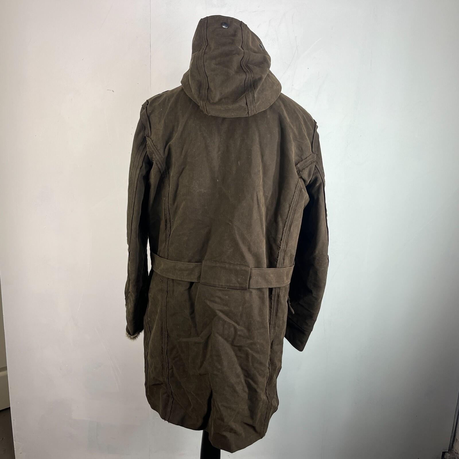 Rare Iesse Industrie Heavy Wax Denim Coat Brown & Removable Faux Fur Liner EU 50