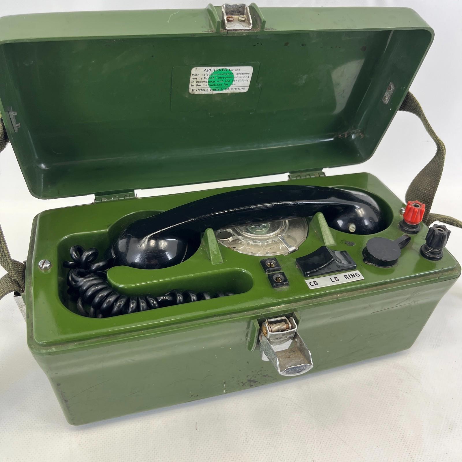 British Army Linesman Field Phone Telephone in Green with Strap