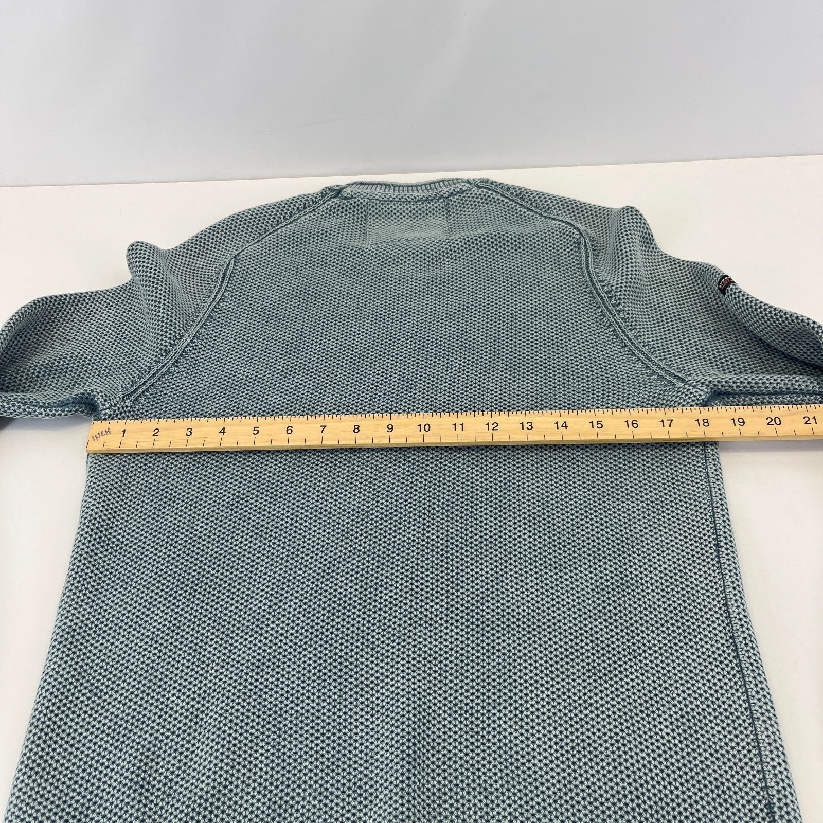 Superdry Mens Grey Waffle Knit Sweater 100% Cotton Pullover size M