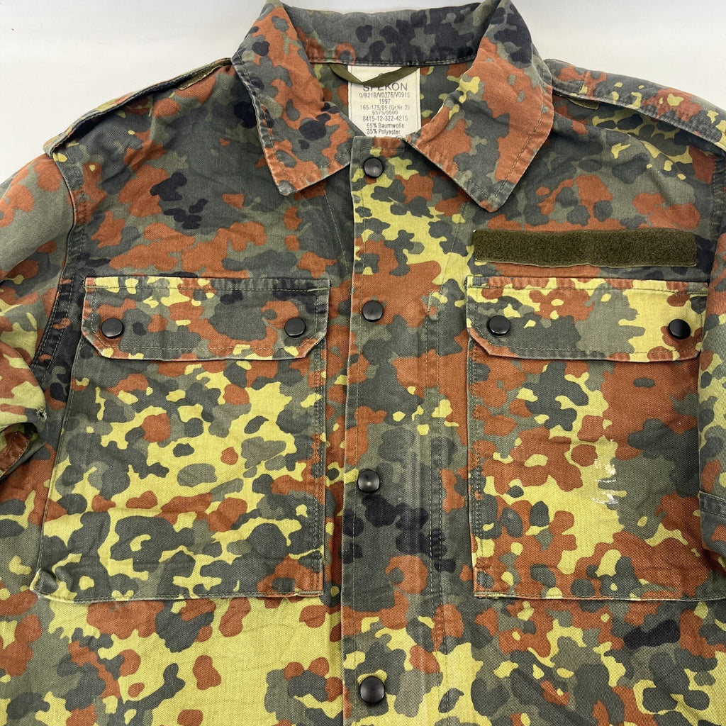 Vtg German Army Flecktarn Camouflage Summer Jacket Combat Green Gr.2 (Medium)