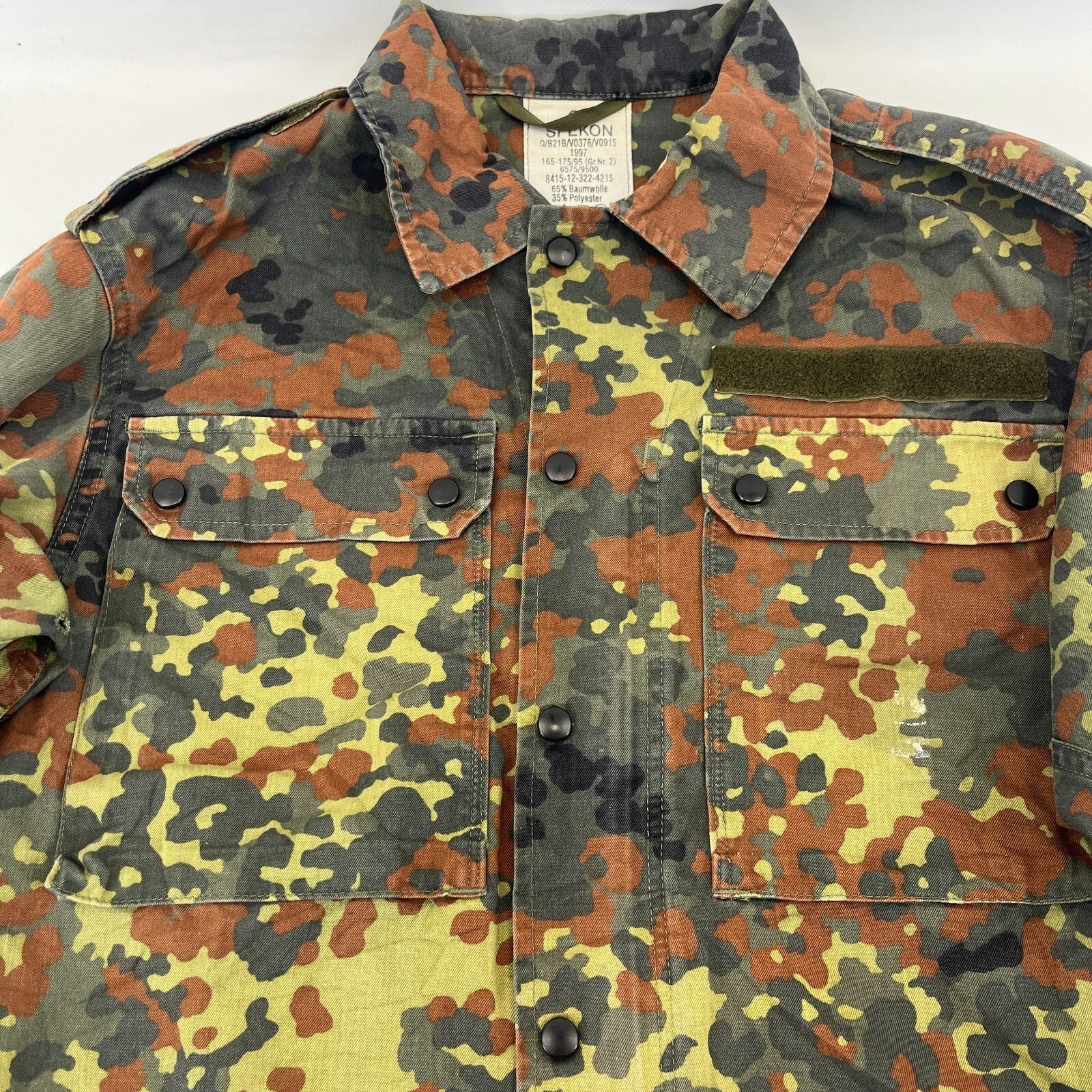 Vtg German Army Flecktarn Camouflage Summer Jacket Combat Green Gr.2 (Medium)
