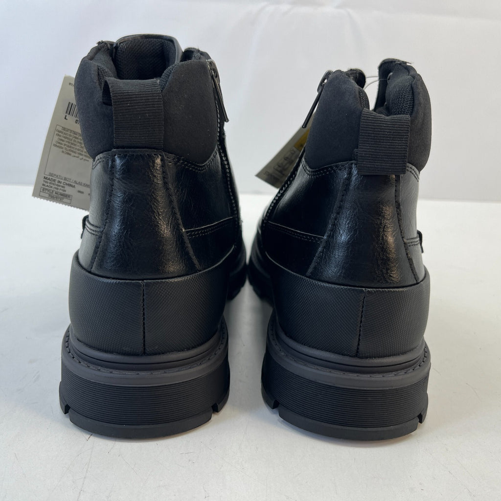M&S Men's Faux Leather Ankle Boots in Black size UK 10 - EU 44