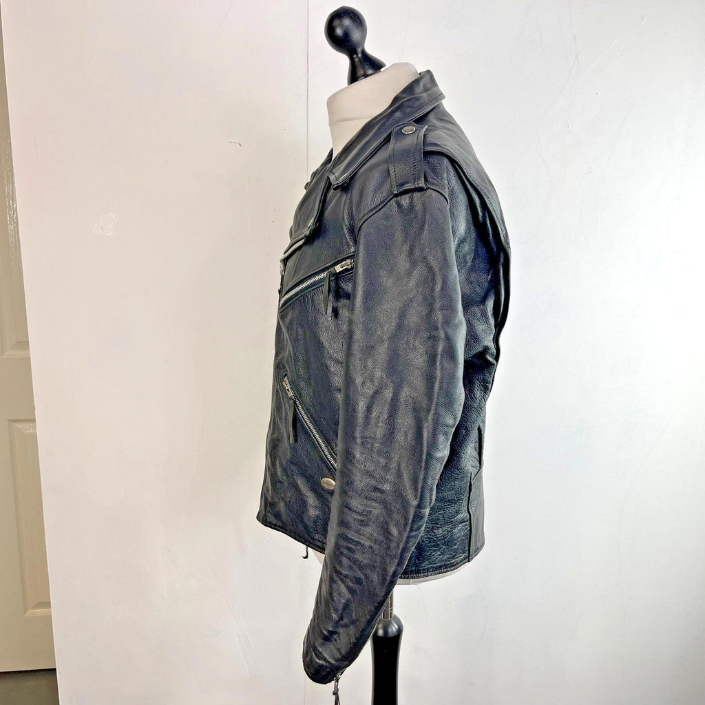 Vintage Genuine Harley Davidson Black Leather Jacket Made in USA - US size L