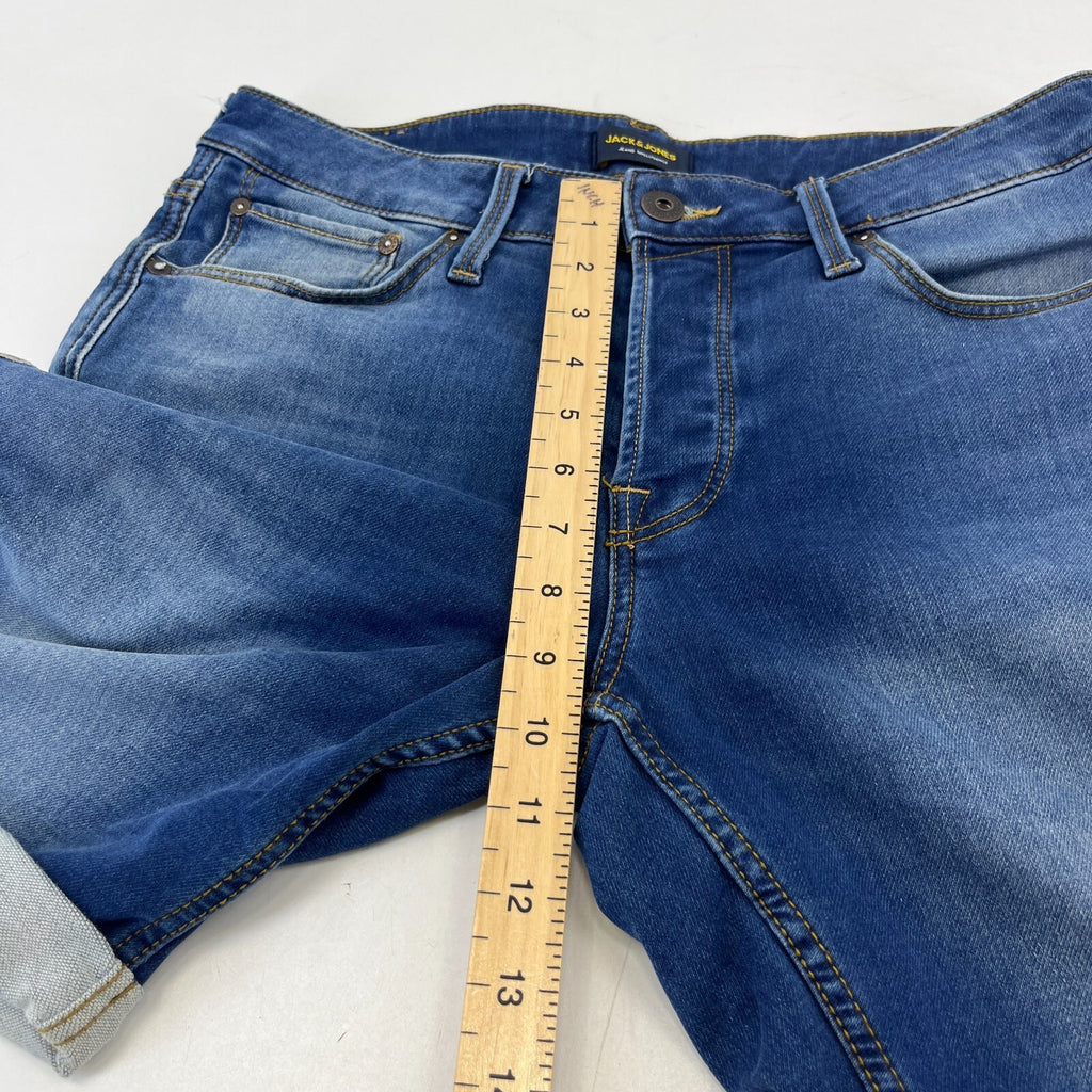 Jack & Jones Men’s Blue Slim Fit Denim Shorts Turn-Up Leg size M - W32"