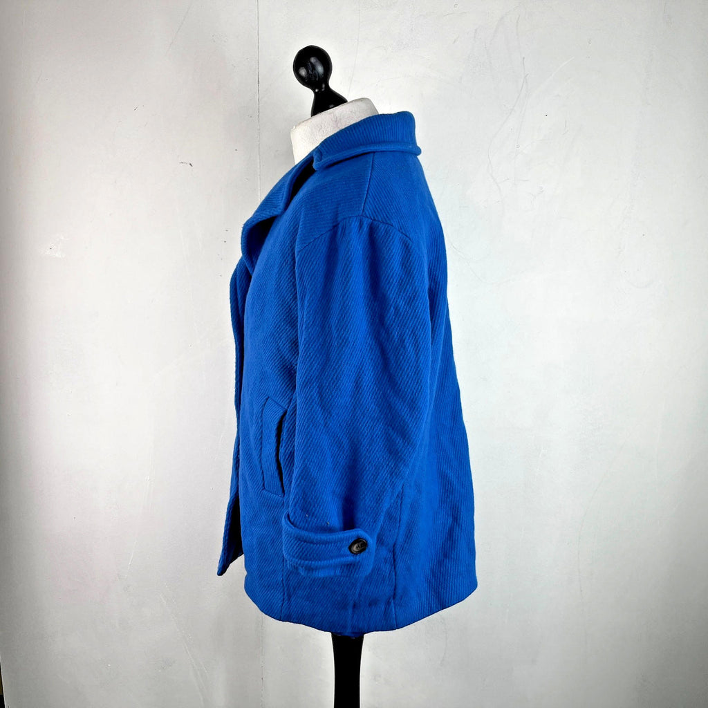 Hobbs Royal Blue Wool Blend Coat Jacket size 16 Single Button Front