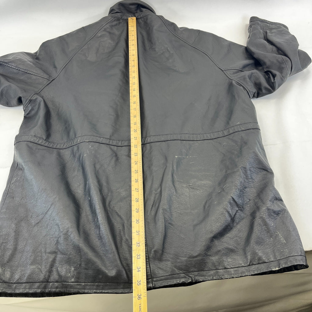 Paragon Mens Mid Length Leather Jacket Coat size XL in Black