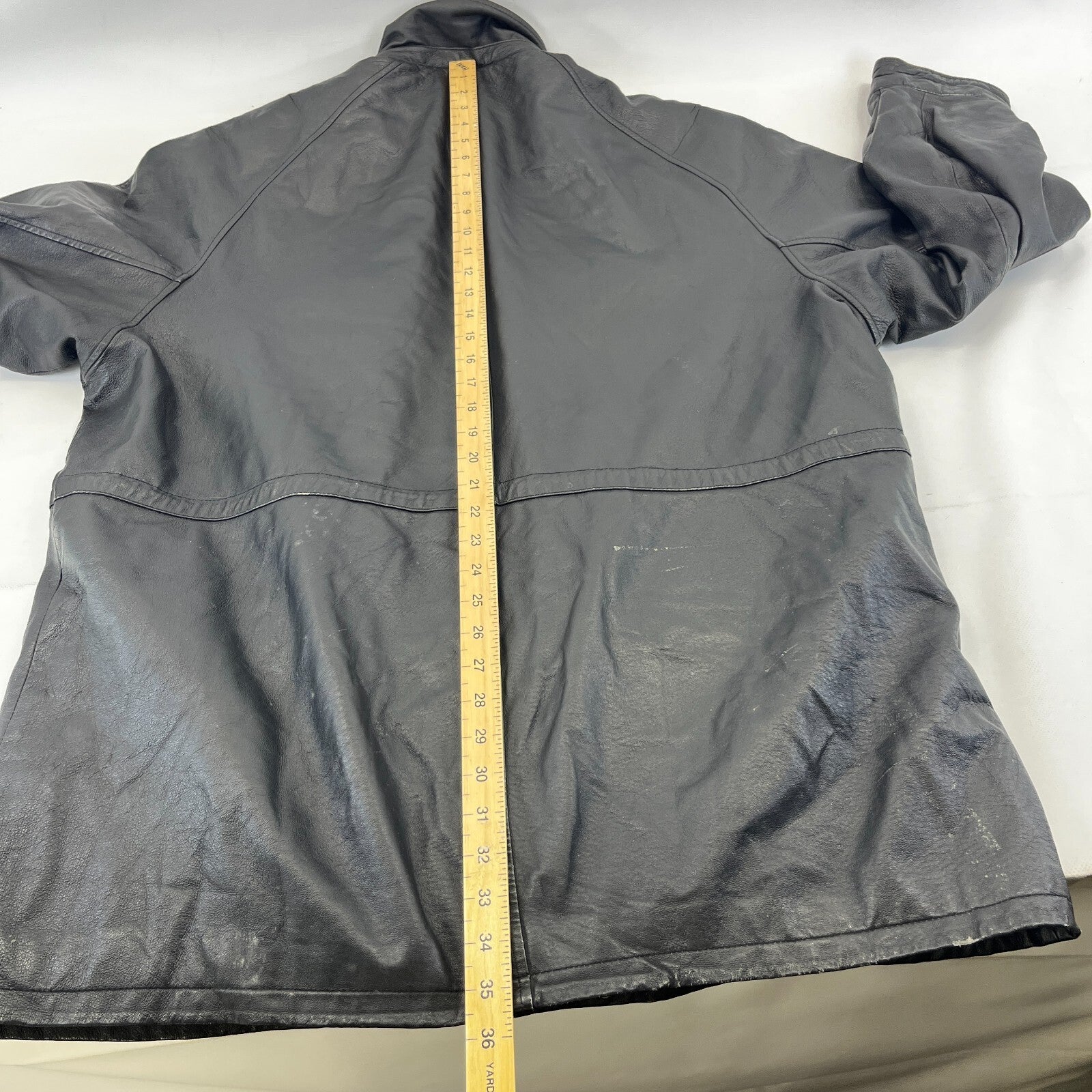 Paragon Mens Mid Length Leather Jacket Coat size XL in Black
