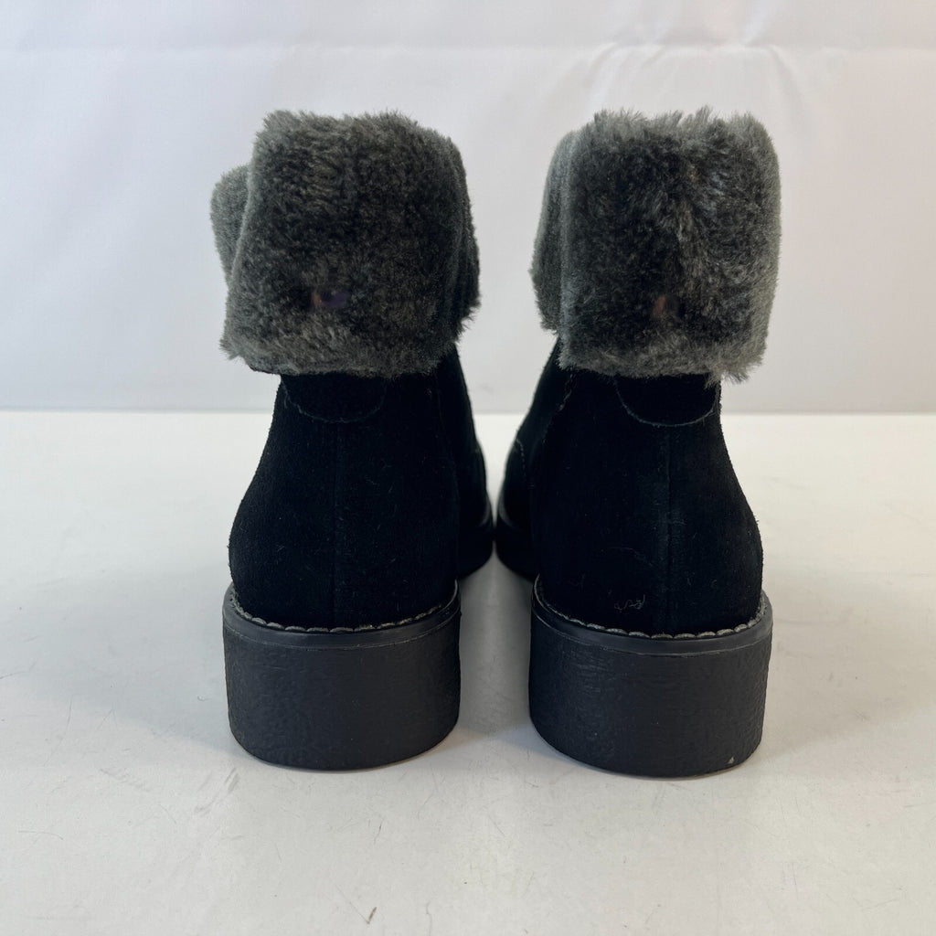 M&S Footglove Wide Fit Suede Leather Ankle Boots w/ Fur Collar UK 5.5 RRP £65.00