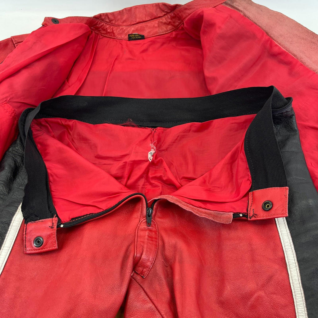 Rare Vtg Biudici 2 Piece Mens Leather Motorcycle Suit EU size Jacket 52 Trs 50