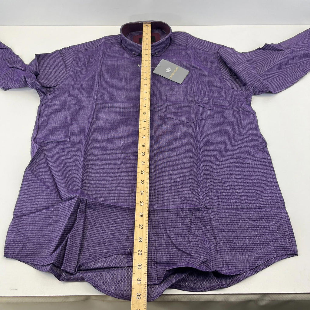 Cotton Valley Long Sleeve Shirt Purple Weave Button Down Collar UK size Medium