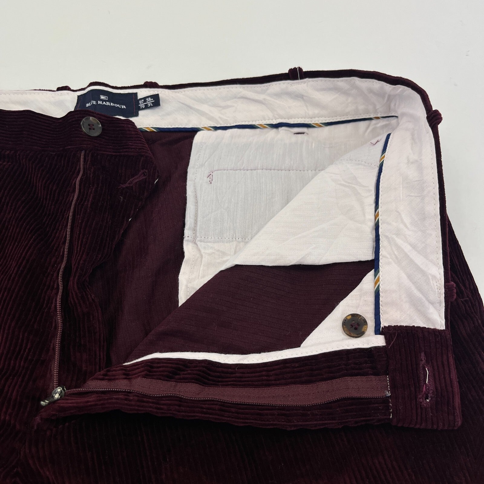 Blue Harbour Corduroy Cord Trouser Burgundy Red W38" L30"