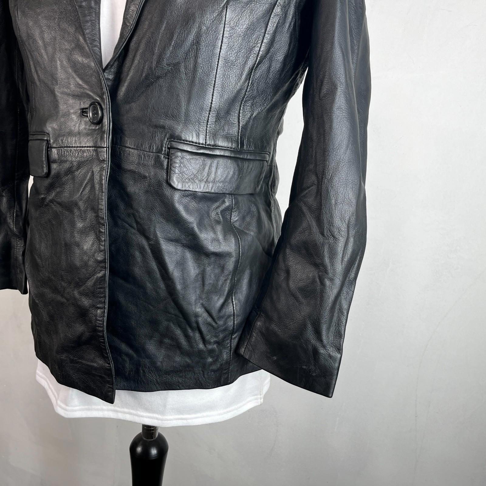 Vintage Barneys Women’s Lamb's Leather Jacket Black size 14 Biker