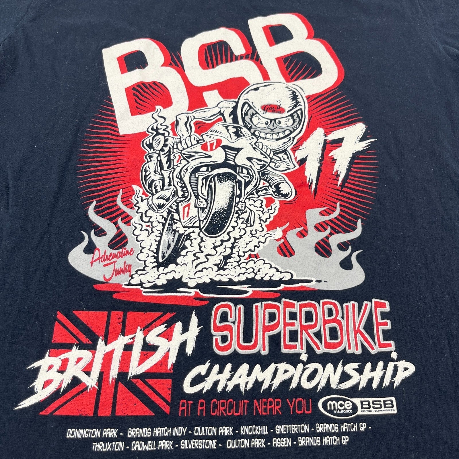 MCE British Superbike Championship T Shirt Mens size Large Black Vintage