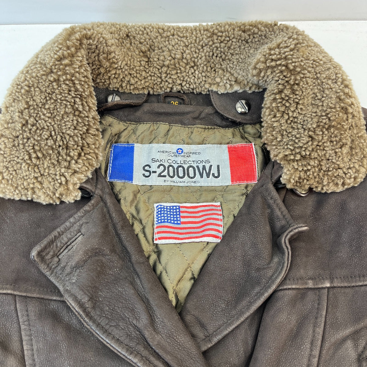 Saki Women’s Brown Leather Aviator Jacket Shearling Collar Insulated size 36