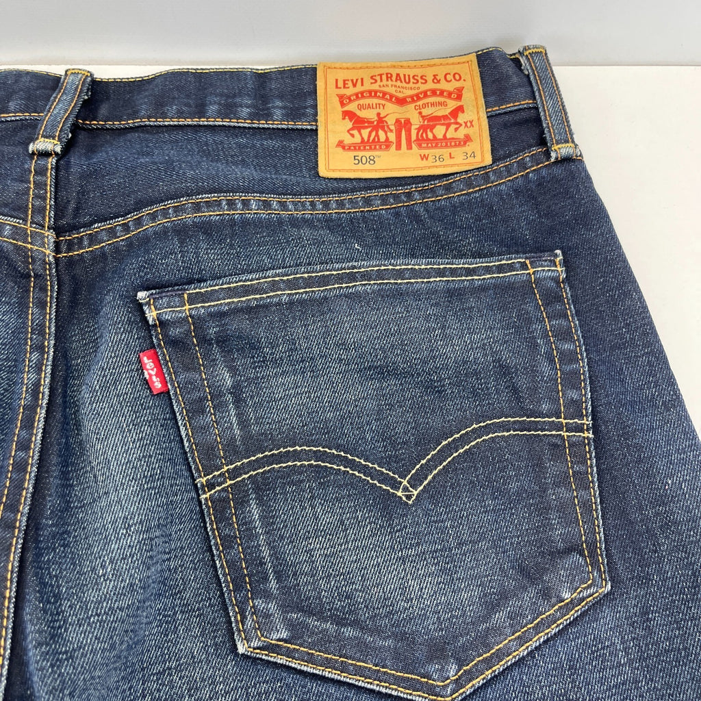 Levi's 508 Men's Dark Blue Jeans W36" L34" Regular Straight Leg