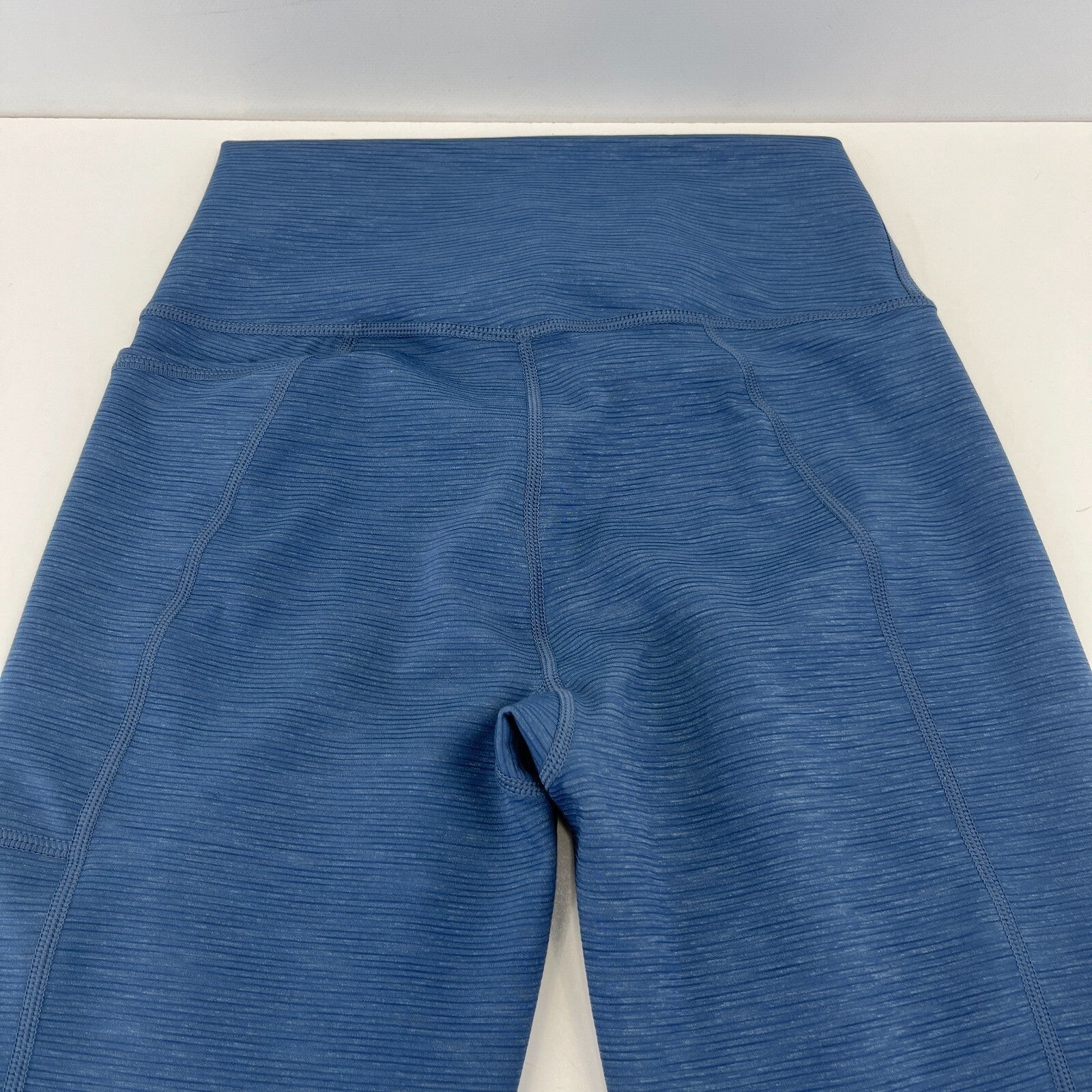 Sweaty Betty Super Sculpt Full Yoga Leggings Blue Micro Cord Print + Pocket UK S