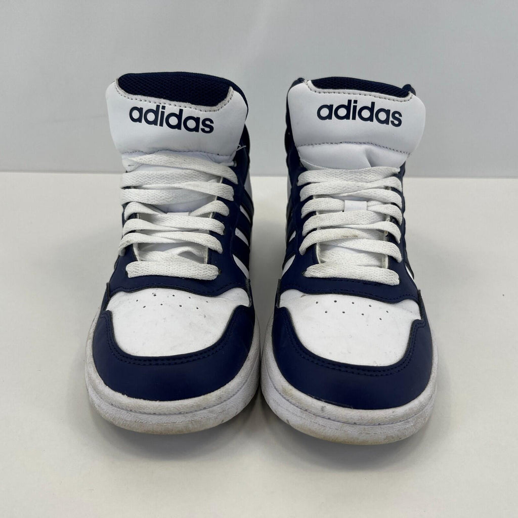 Adidas Hoops Mid 3.0 K Trainers White & Blue UK size 2 / EU 34