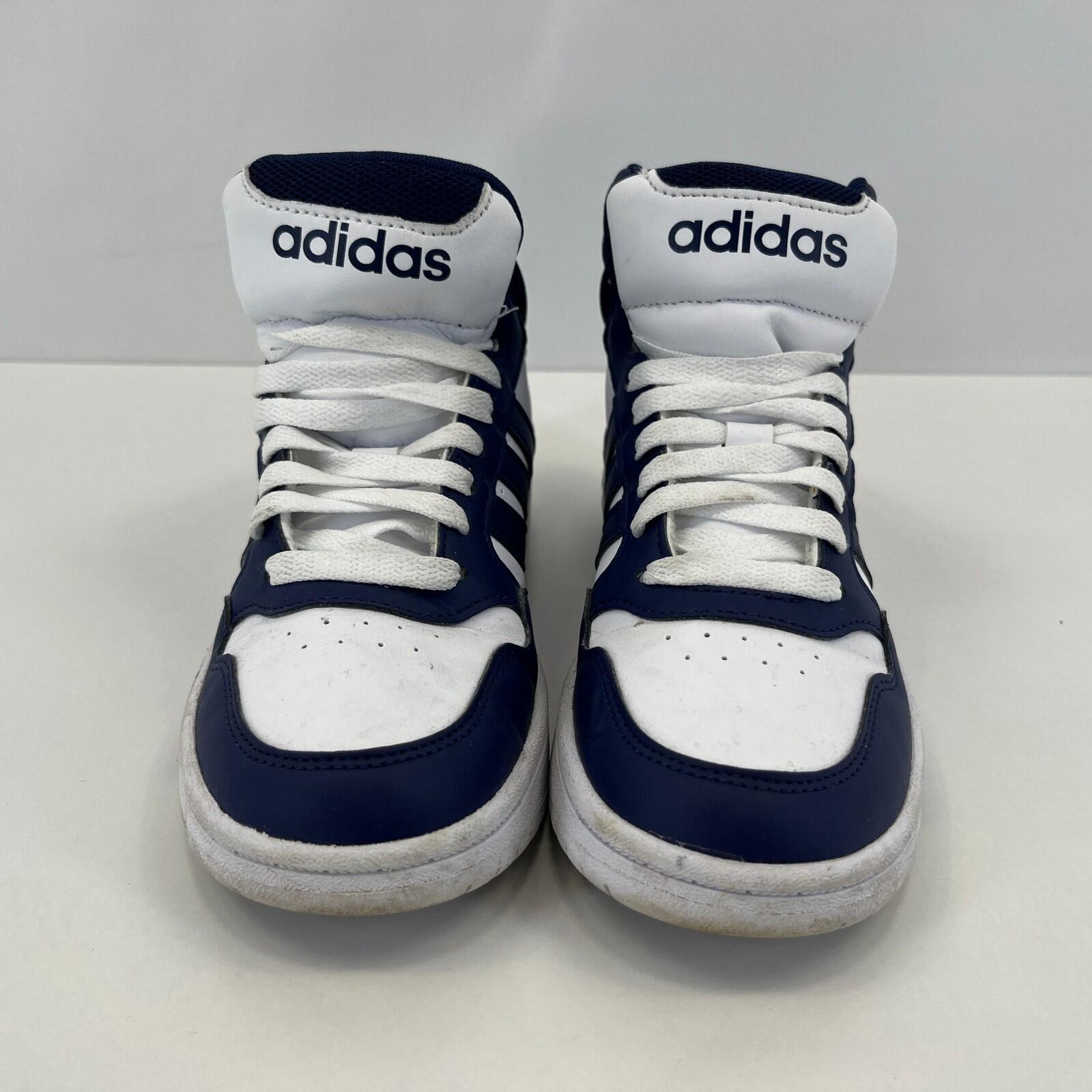 Adidas Hoops Mid 3.0 K Trainers White & Blue UK size 2 / EU 34