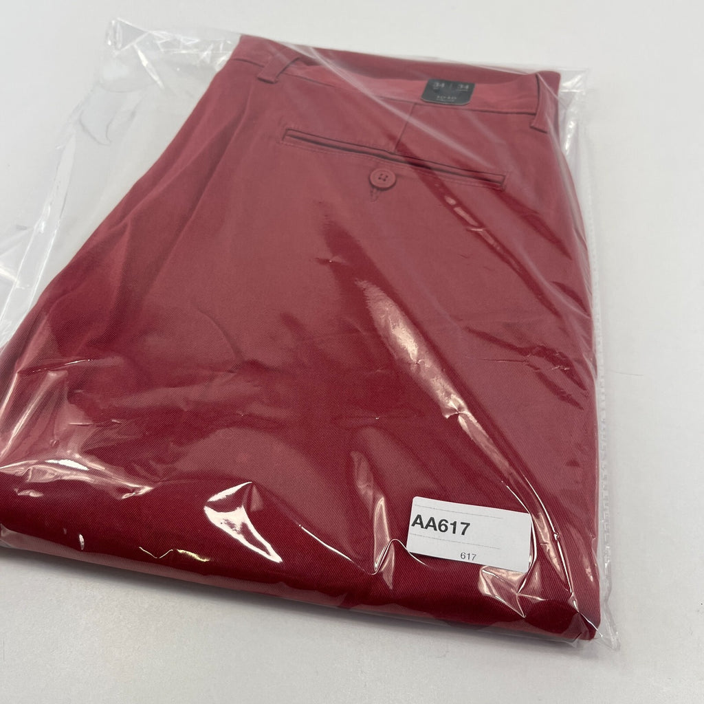 J Crew 1040 Straight Stretch Chino Trousers Dark Pastel Pink Golf W34" L34"  New