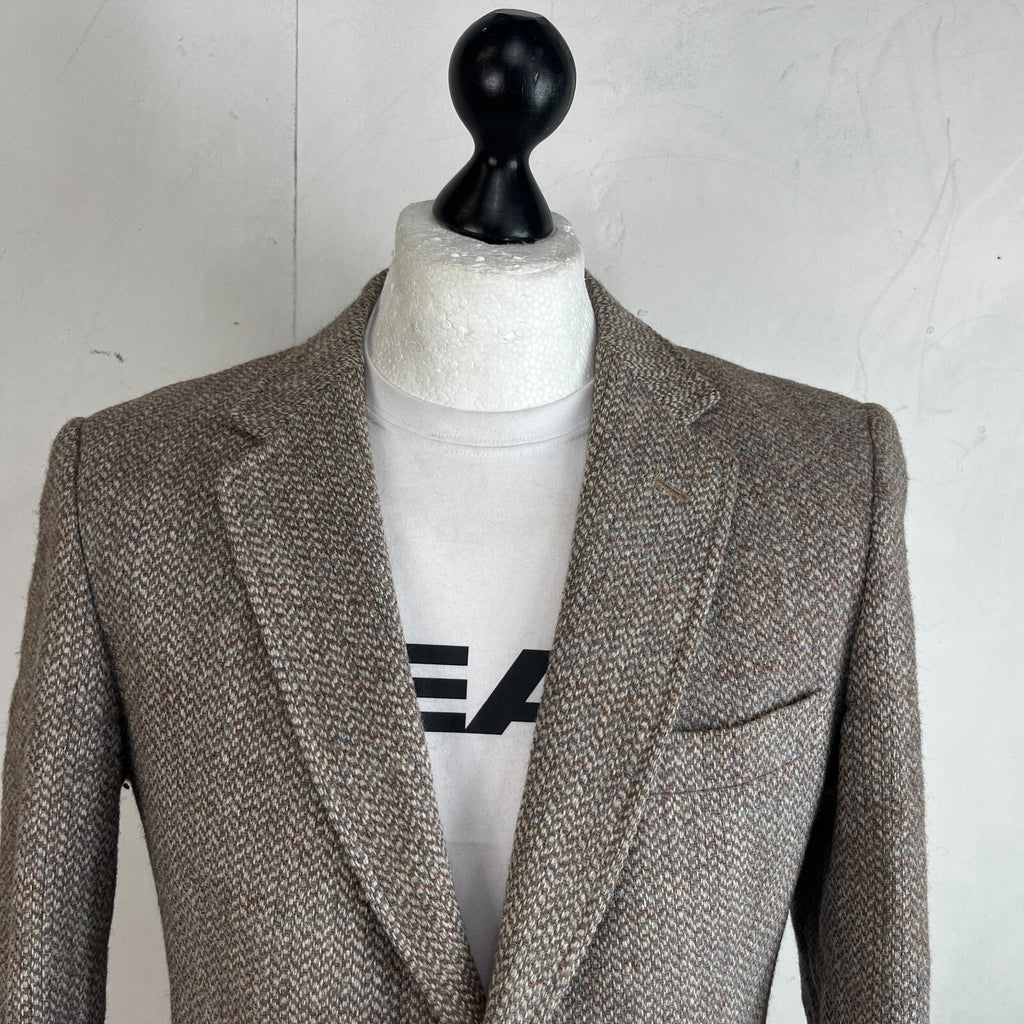 John Lewis Harris Tweed Herringbone Blazer Sport Coat Jacket Beige size 40R