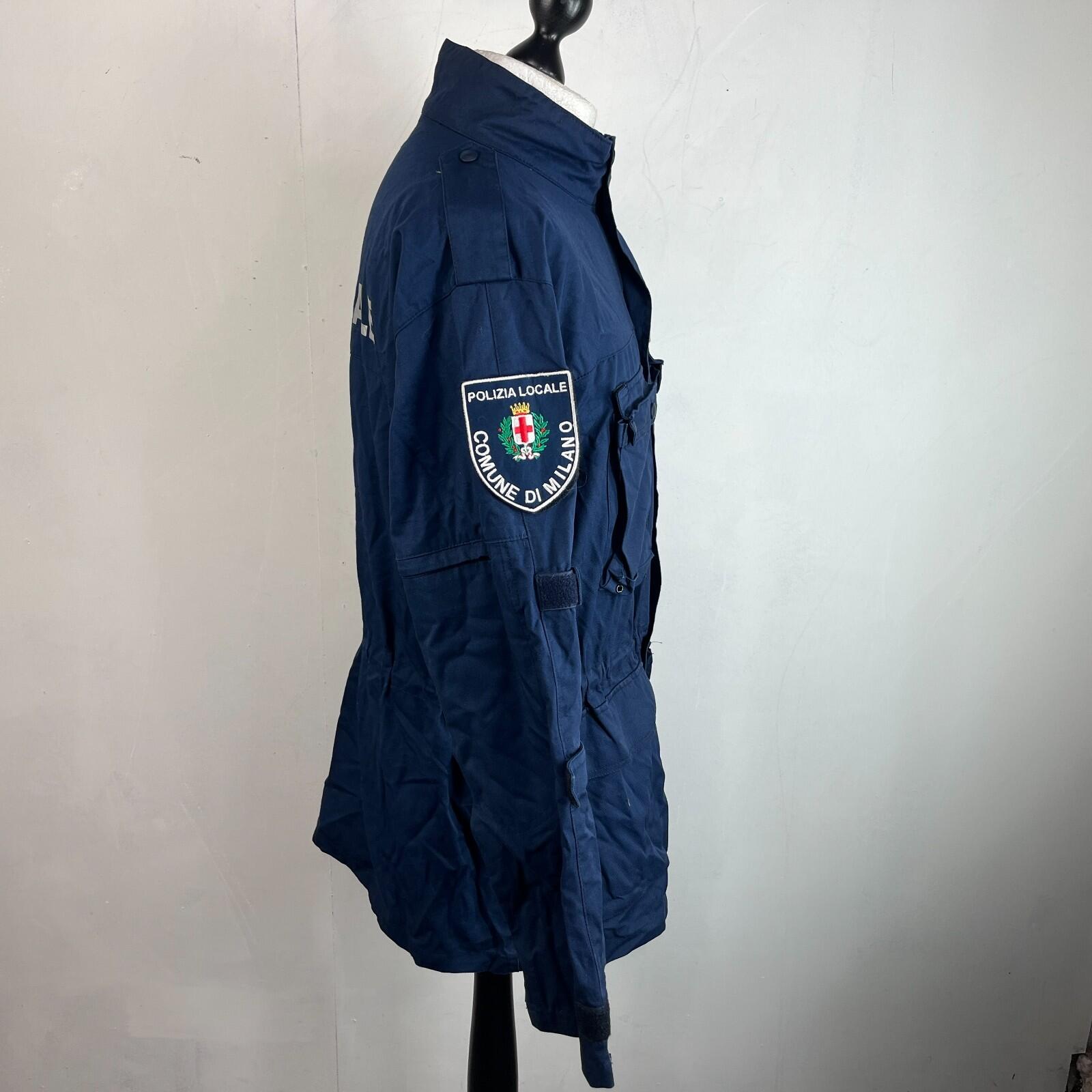 Polizia Locale Milan Police Parka Jacket in Navy Blue with Badges size 2XL