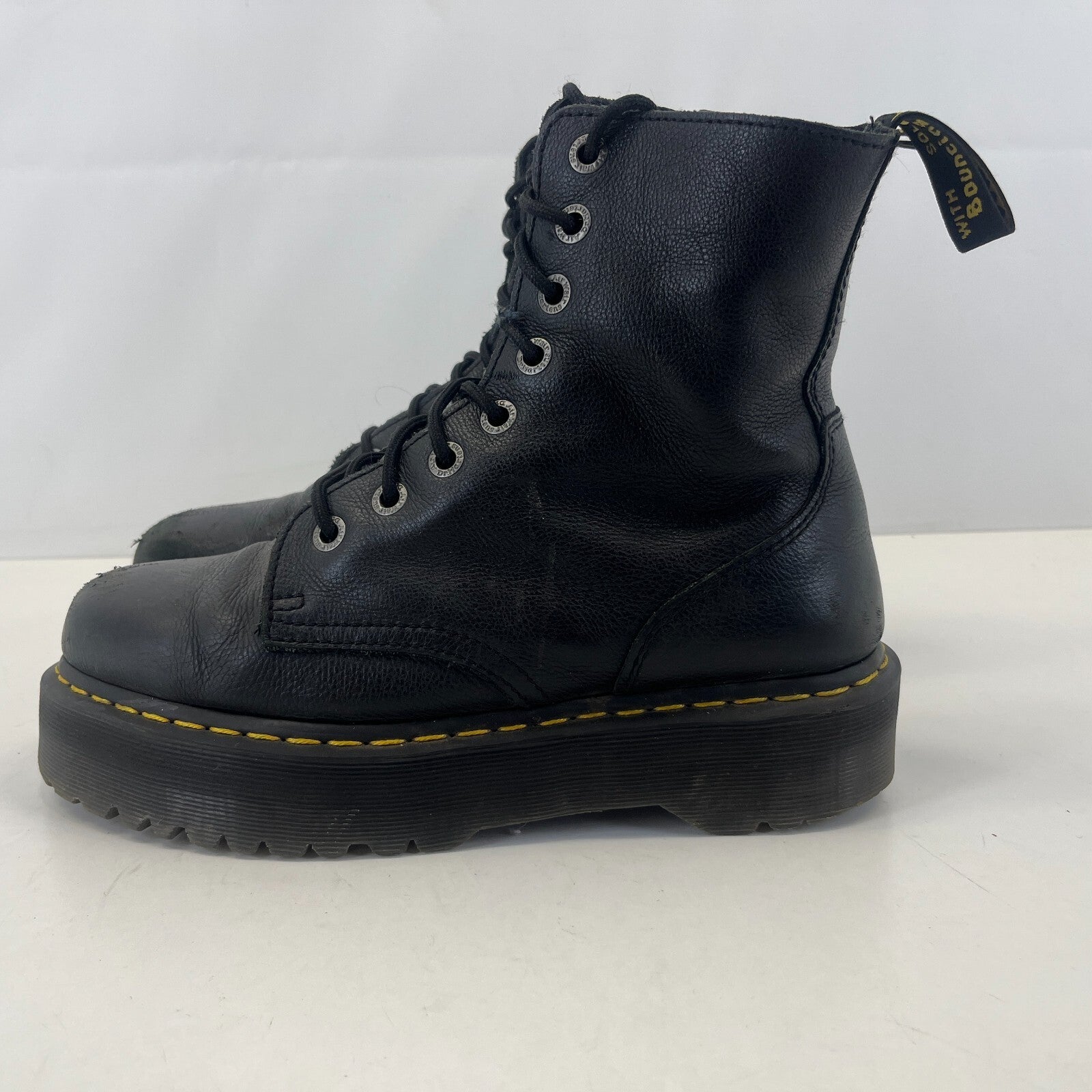 Dr. Martens Jadon III Boots Soft Black Leather Chunky Quad Platform UK 9 EU 43