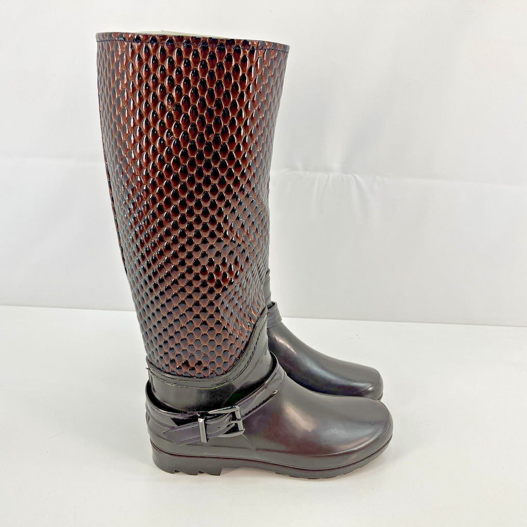 Women's Festival Boots Wellies Textured Brown Snake Pattern size UK 5.5 - EU 38