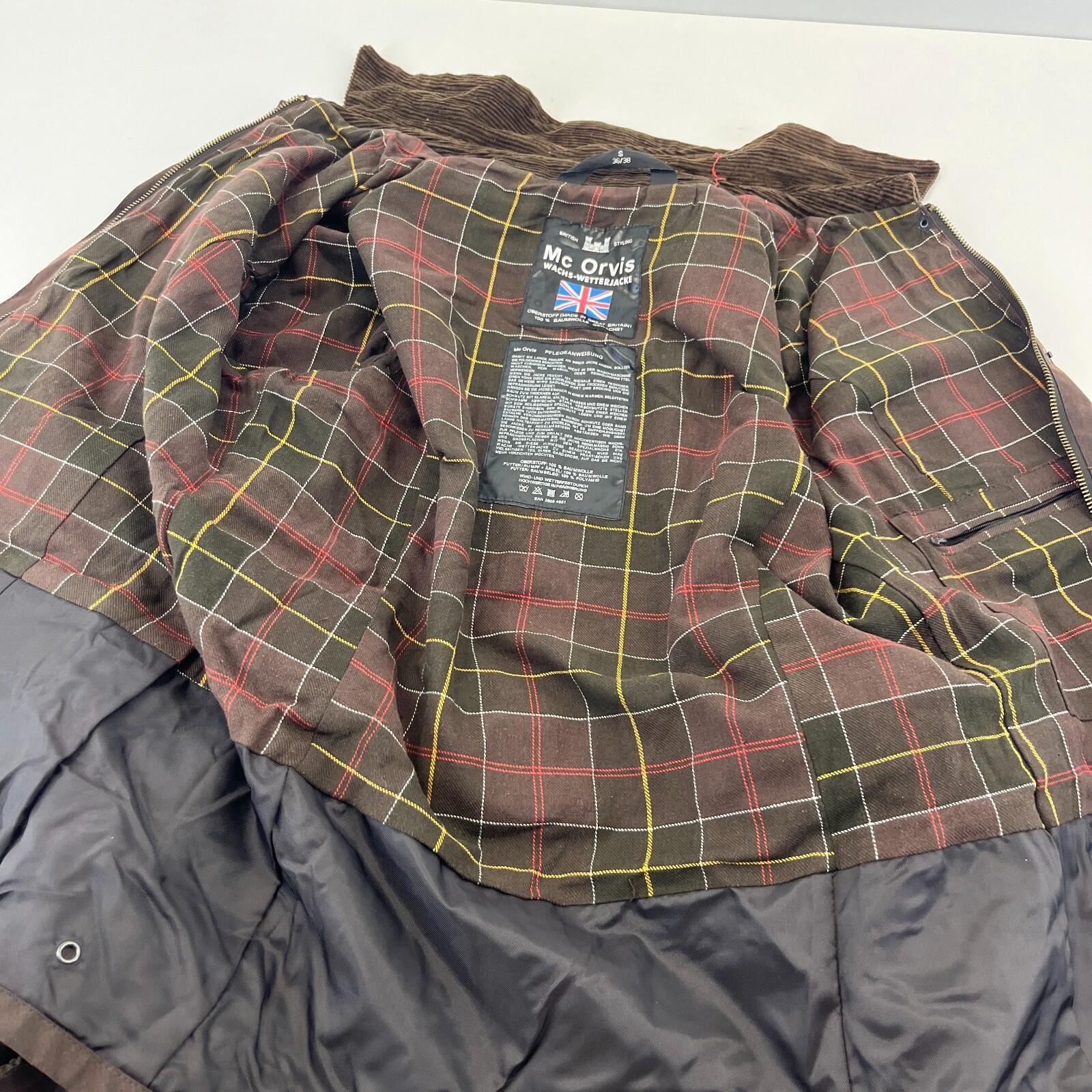 Mc Orvis Wax Jacket Womens size S Brown Waxed Coat with Belt Made in the UK