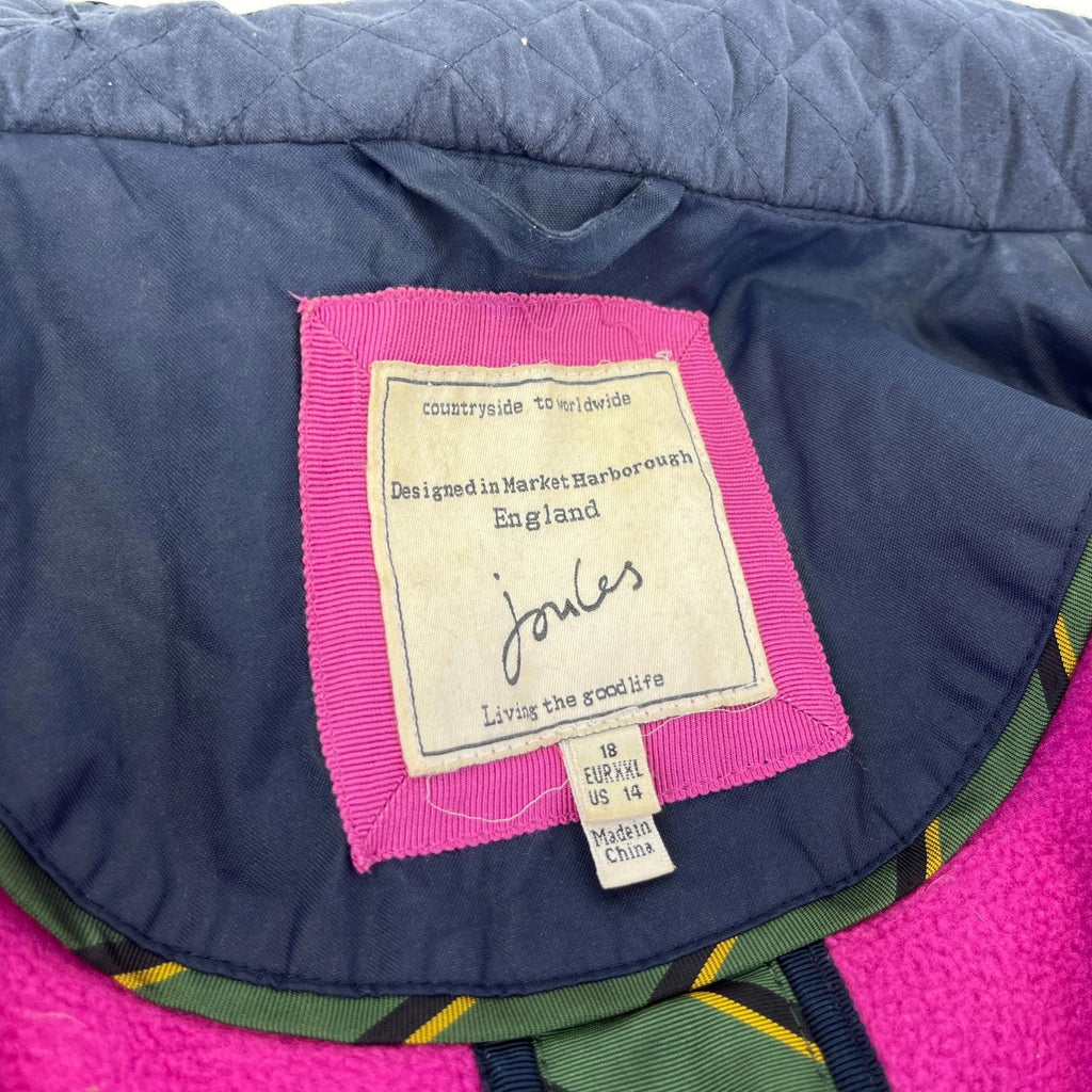 Joules Waterproof Hiking Jacket Raincoat Women’s Size 18 Navy Blue & Pink Coast