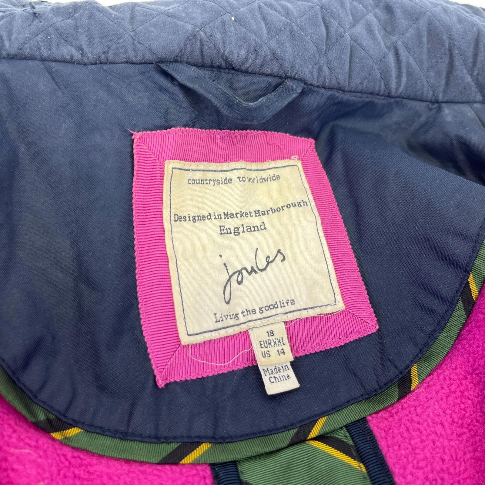Joules Waterproof Hiking Jacket Raincoat Women’s Size 18 Navy Blue & Pink Coast