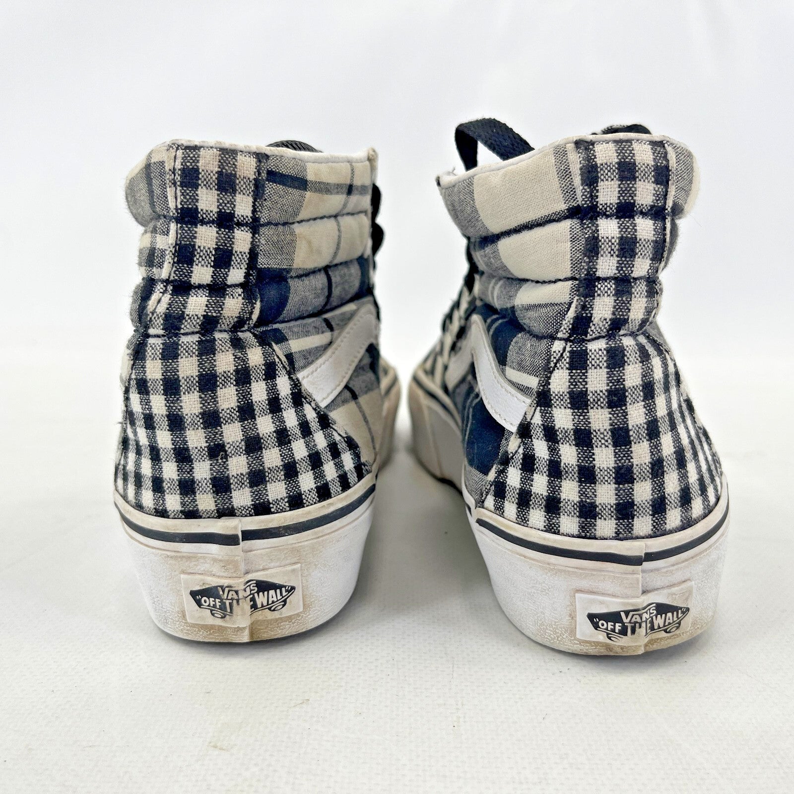 Vans Off The Wall Black/White Checkerboard Hi Top Trainers UK size 3