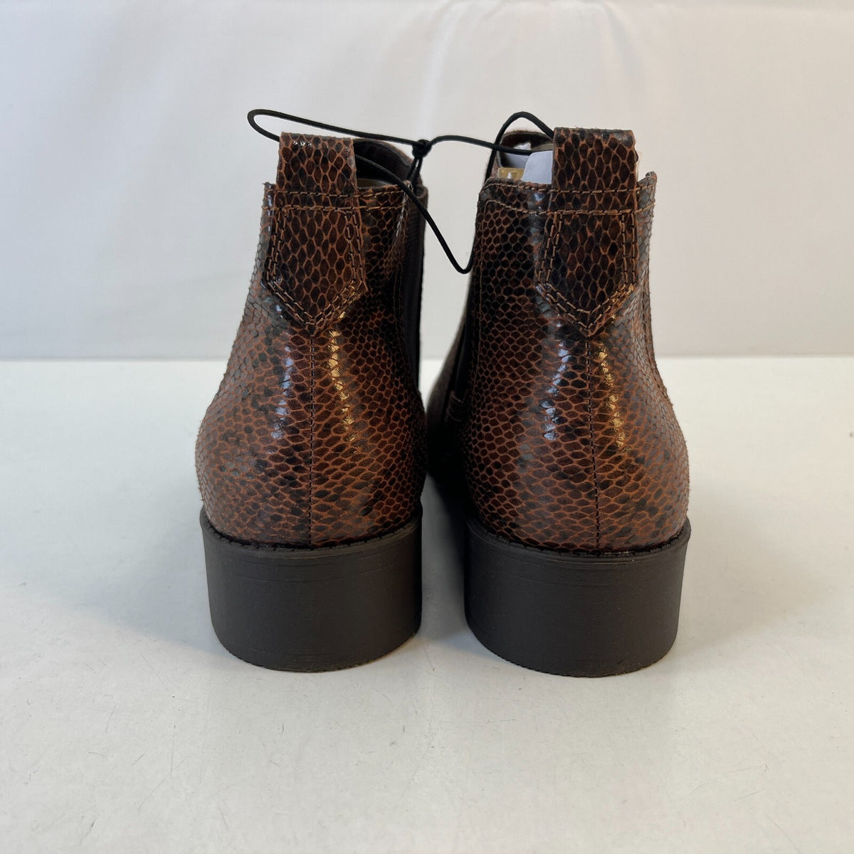 M&S Women’s Vegan Faux Snakeskin Almond Toe Ankle Chelsea Boots Brown UK 8 EU 42
