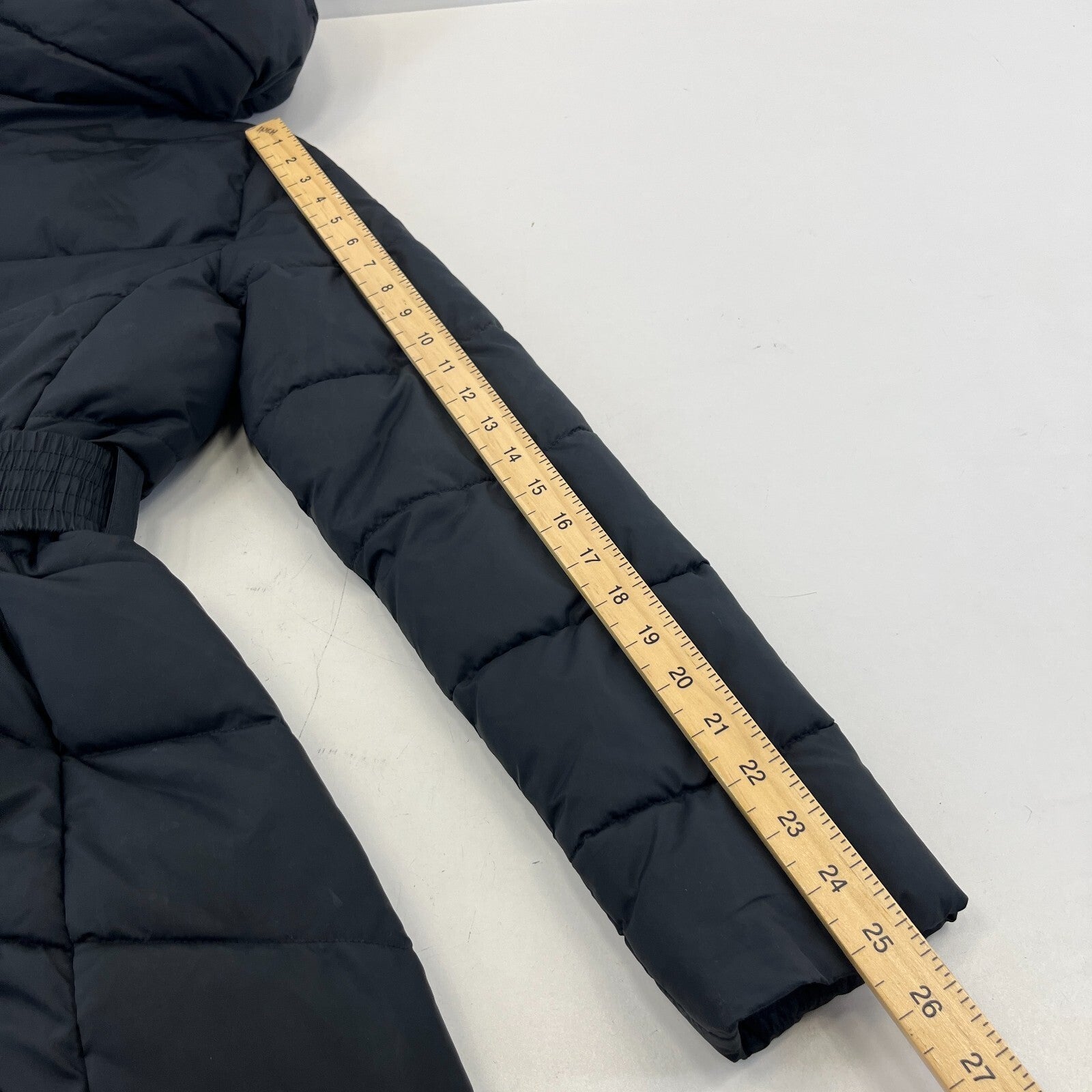 Barbour International Track Line Long Quilted Hooded Coat - Black - UK size 6