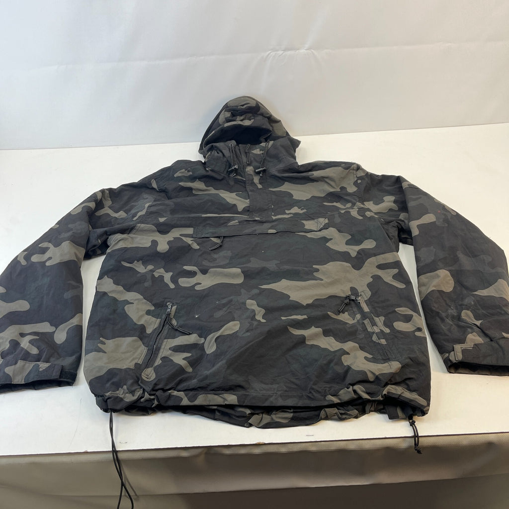 Brandit Ski Snowboard Jacket Mens Dark Camo Anorak Hooded Pullover Pockets XL
