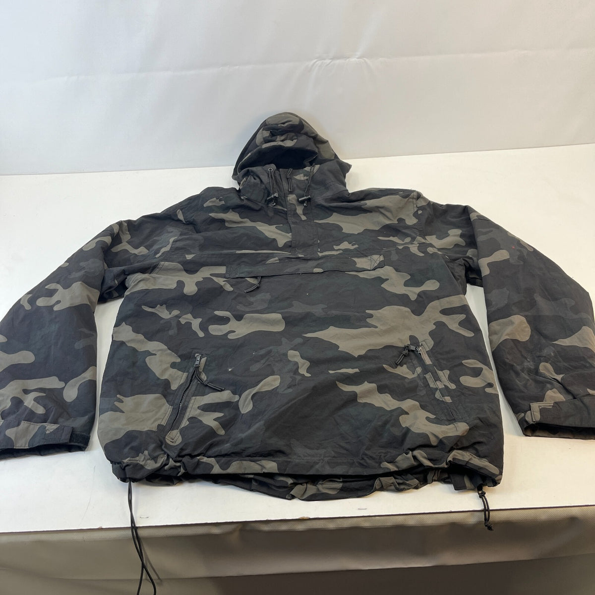 Brandit Ski Snowboard Jacket Mens Dark Camo Anorak Hooded Pullover Pockets XL