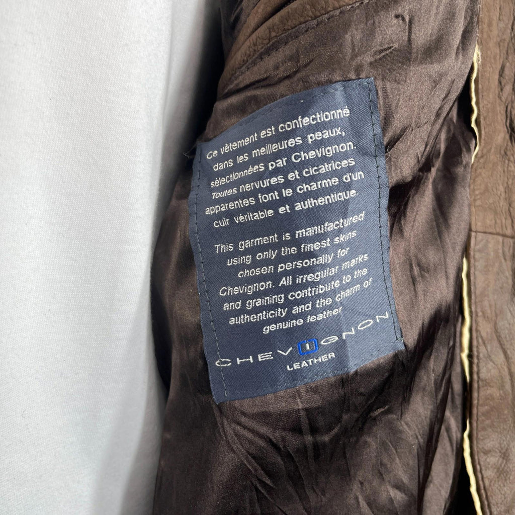 Chevignon Brown Soft Leather Jacket Men's size Large Mid Length