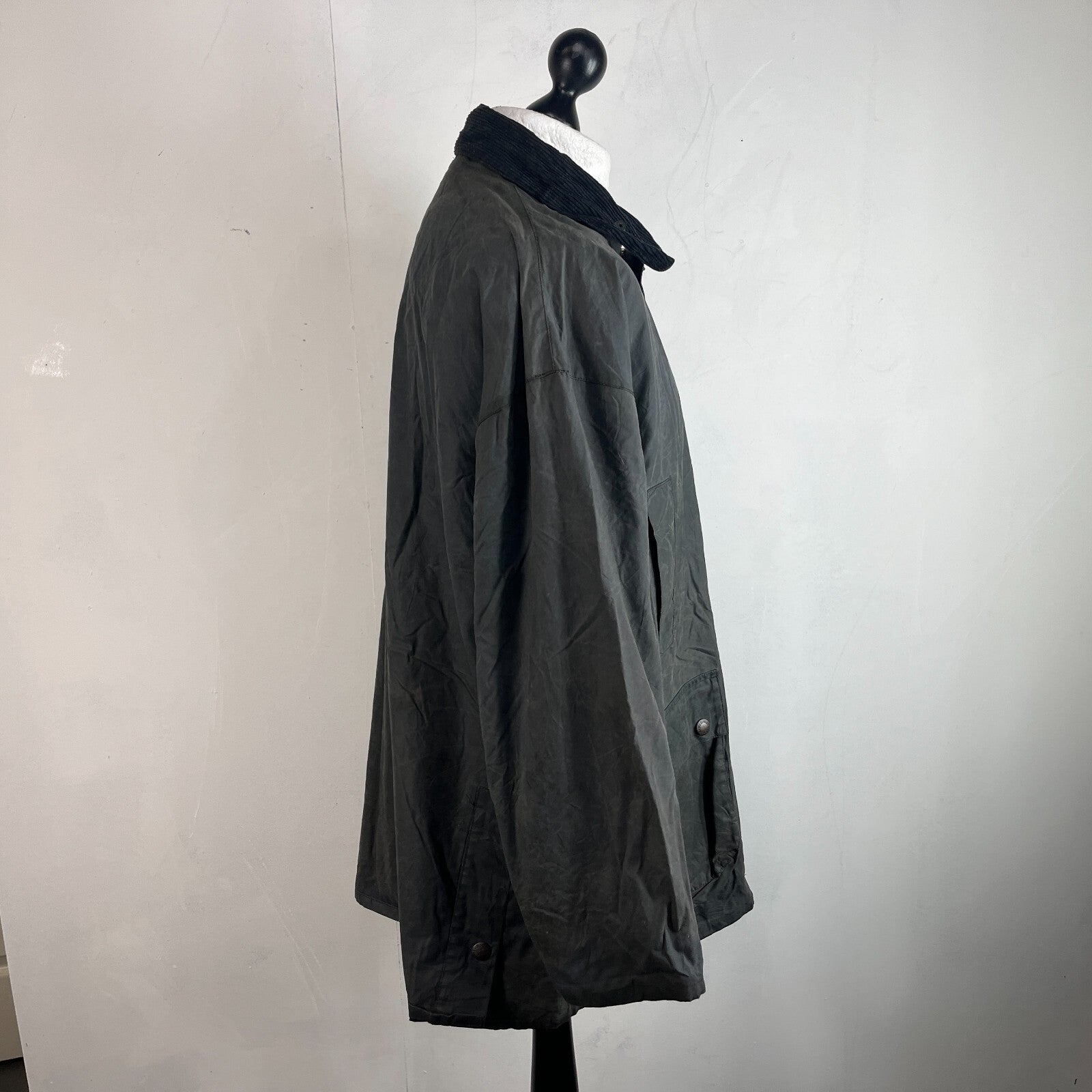Mc Orvis Wax Jacket Mens size XL Black Waxed Riding Outdoor Coat England