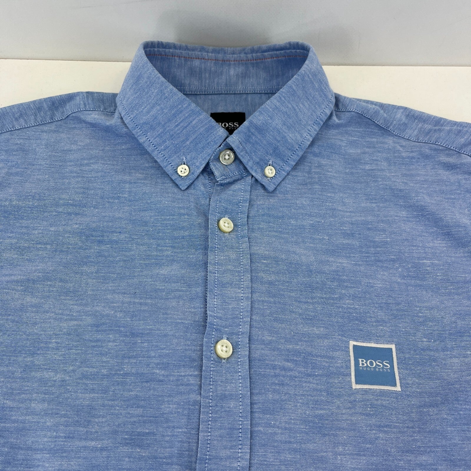 Hugo Boss Dress Shirt 100% Cotton Denim size Medium Slim Fit