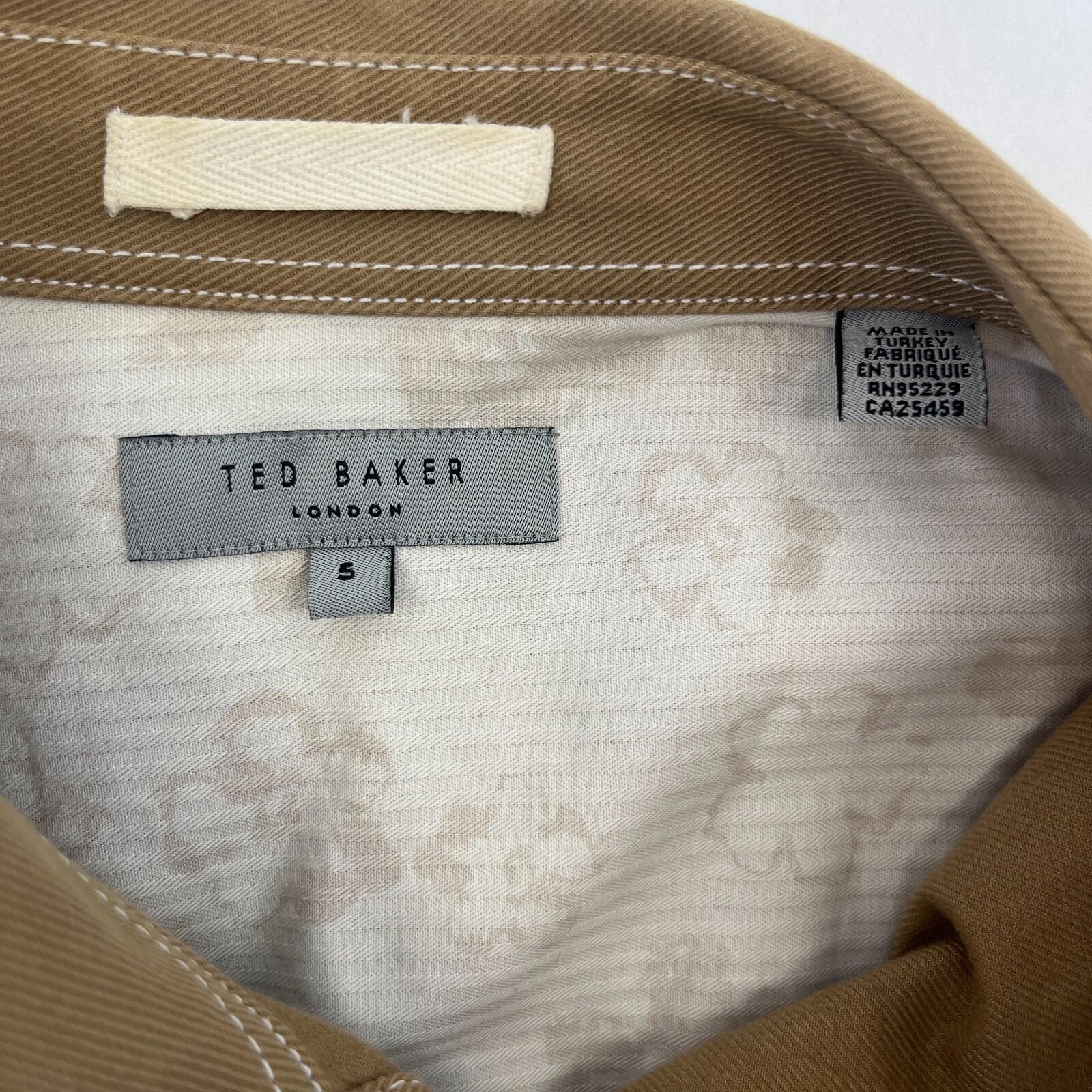 Ted Baker Chino Chore Jacket Shacket Men's Ted size 5 (XL) Beige Button Up