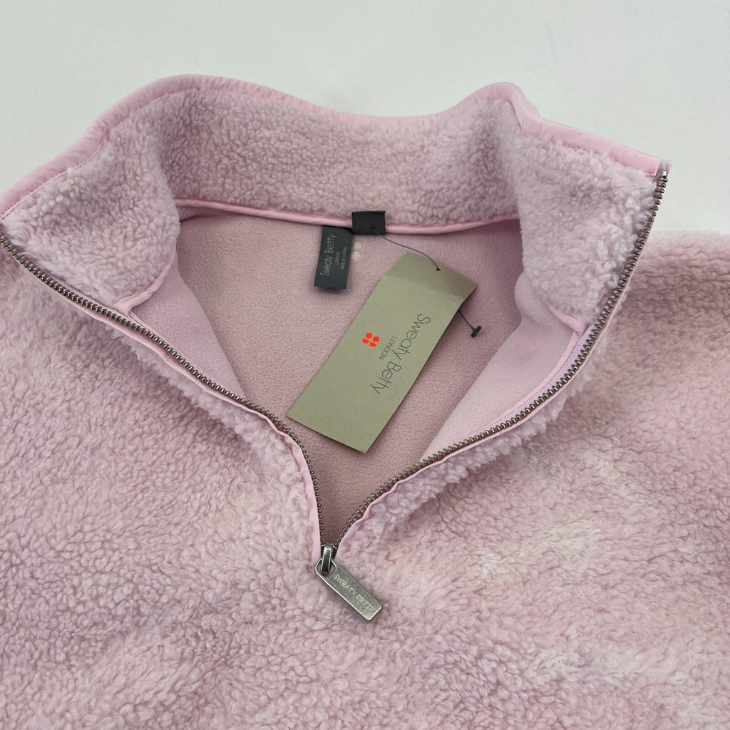 Sweaty Betty Plush Frost Pink Heavy Fleece Long Sleeve Half Zip Size M/12