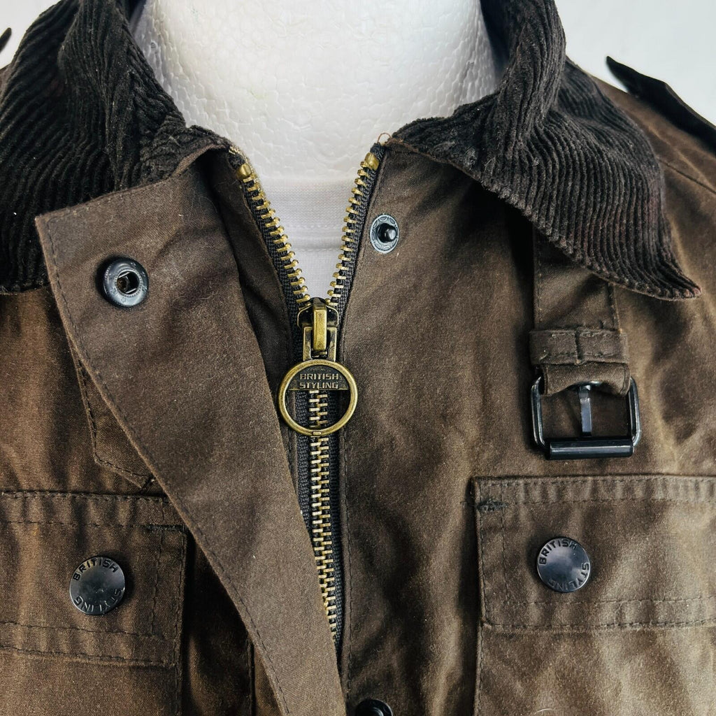 Crane Womens Waxed Cotton Jacket with Belt in Brown size Medium