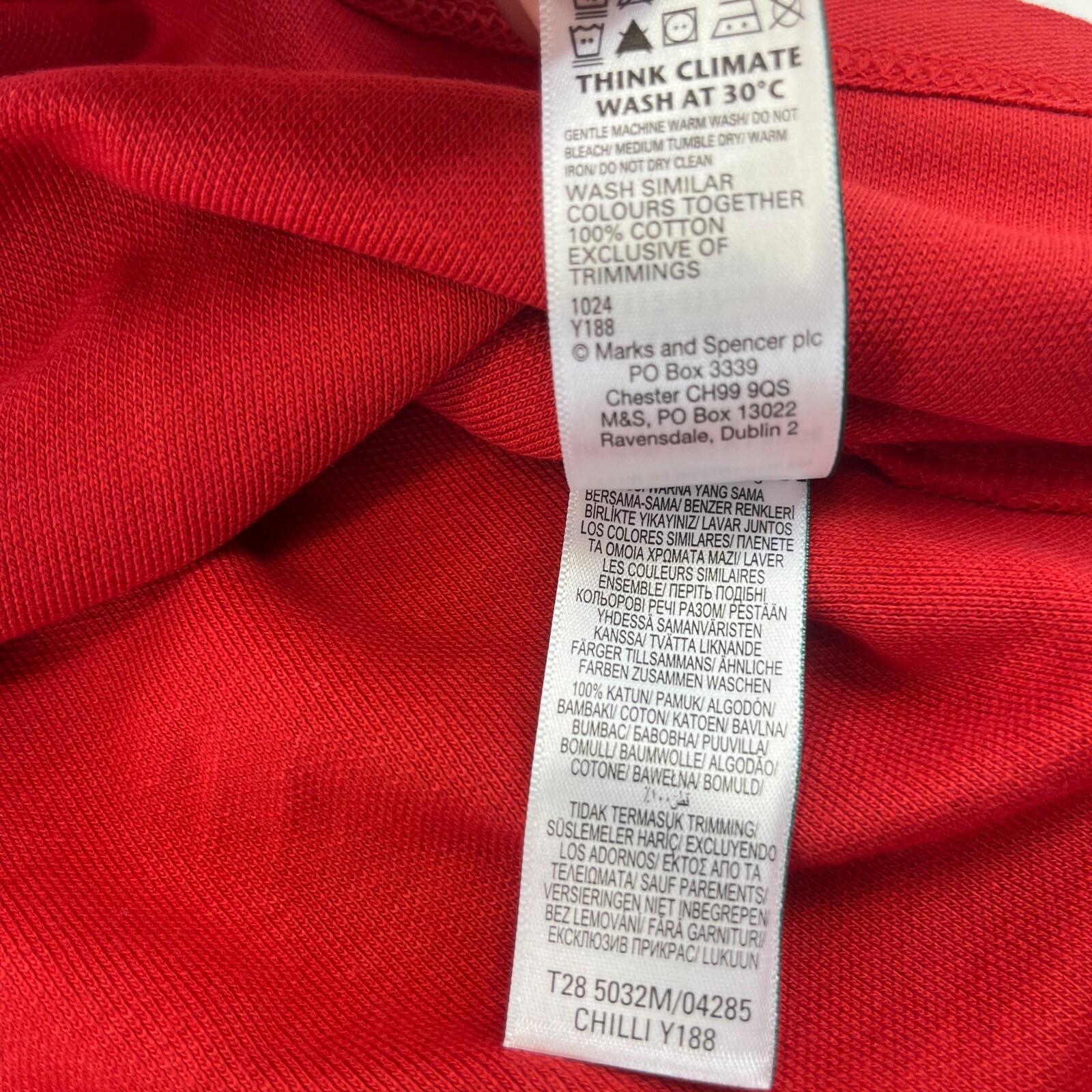 M&S Mens Red Short Sleeve 100% Cotton Polo Shirt Top size XL Regular Fit