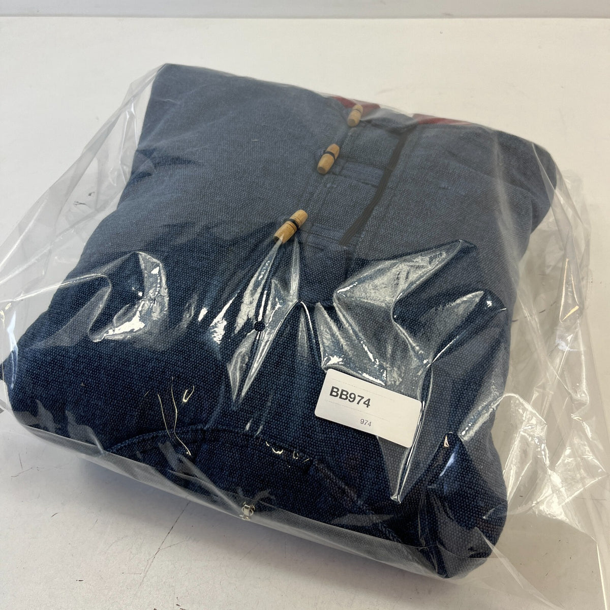 Traditional Nepalese Y2K Cotton Knit Retro Blue Pullover Hooded Jumper size L