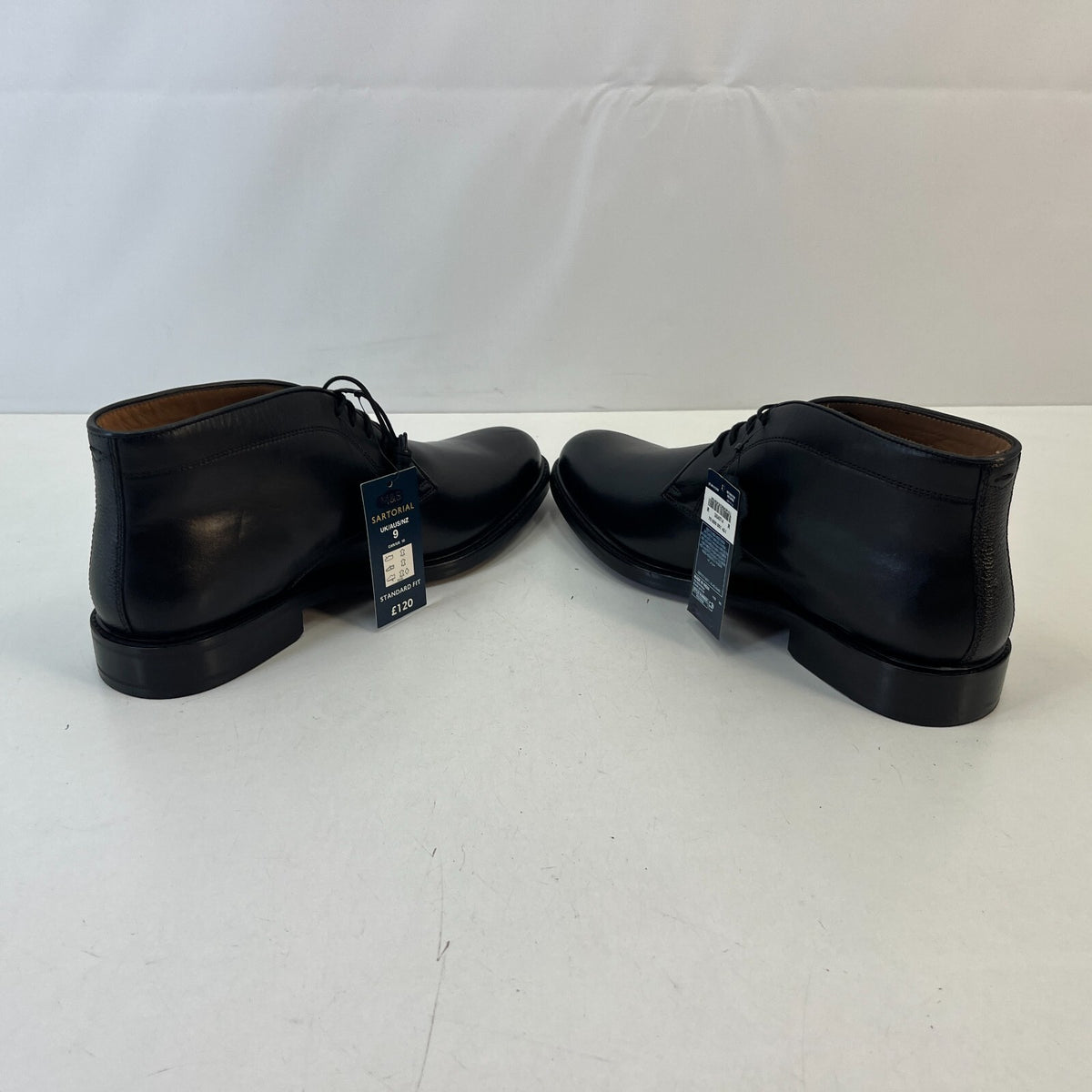 Marks and Spencer Sartorial Black Leather Smart Luxury Boots UK 9 RRP £120 - New